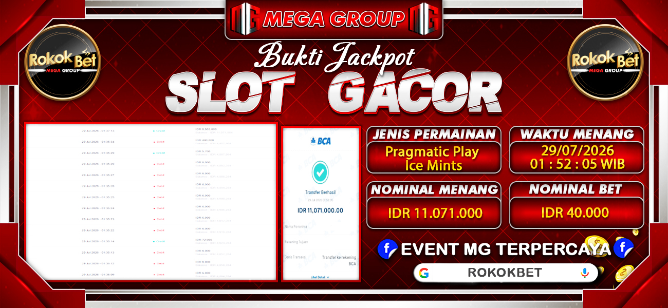 Bukti JP situs Rokokbet hari Rabu, 29 Juli 2026