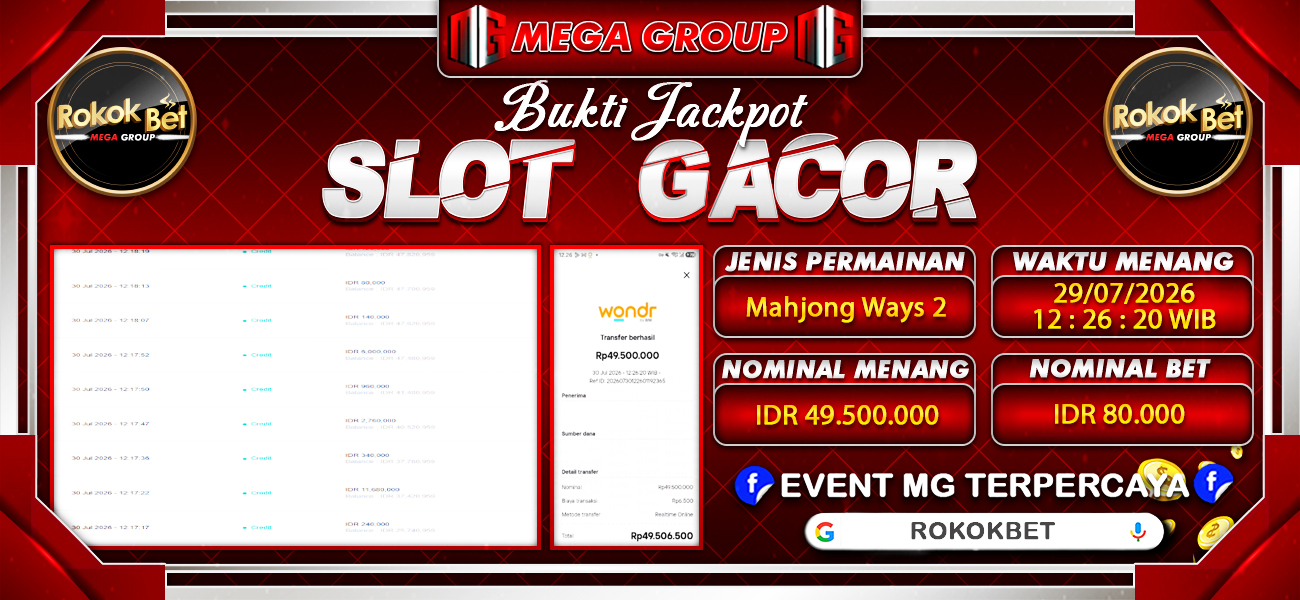 Bukti JP situs Rokokbet hari Kamis, 30 Juli 2026
