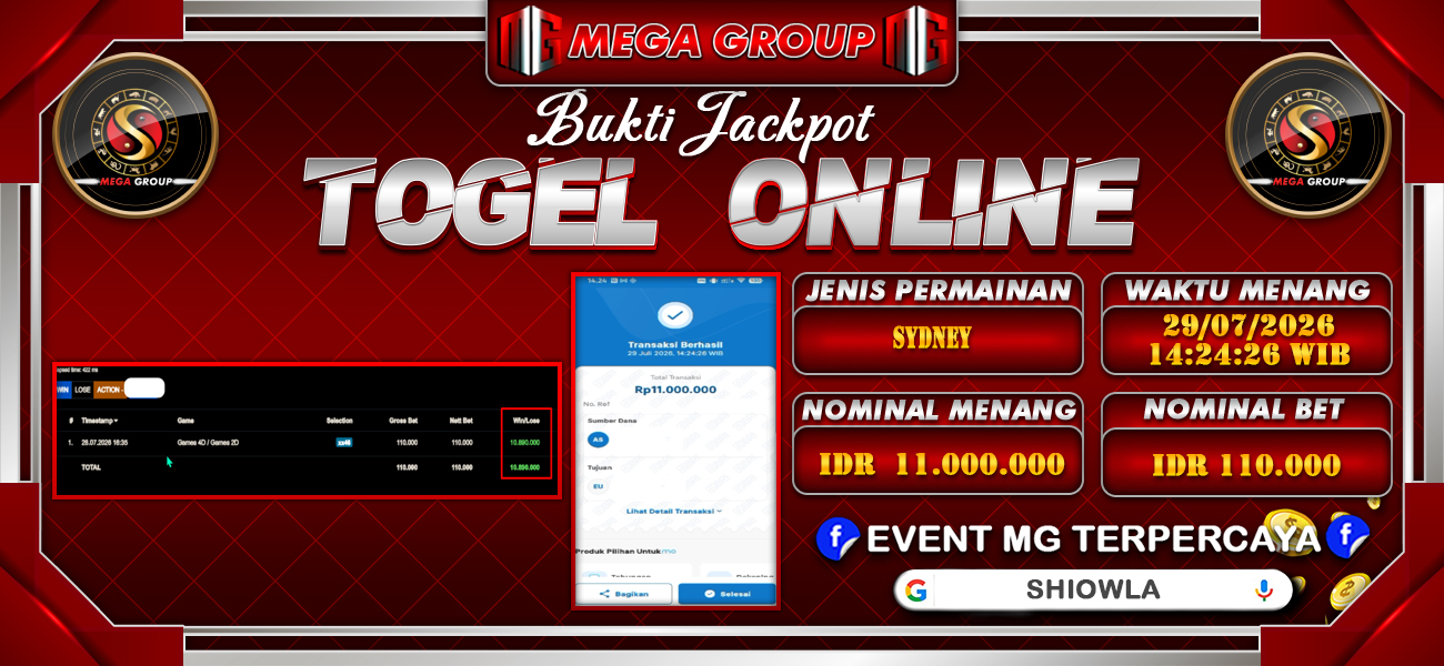 Bukti JP situs Shiowla hari Rabu, 29 Juli 2026