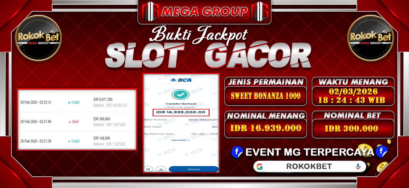 Bukti JP situs Rokokbet hari Senin, 02 Maret 2026