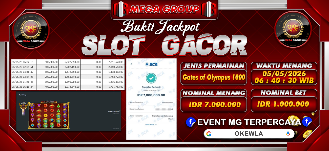 Bukti JP situs Okewla hari Senin, 04 Mei 2026