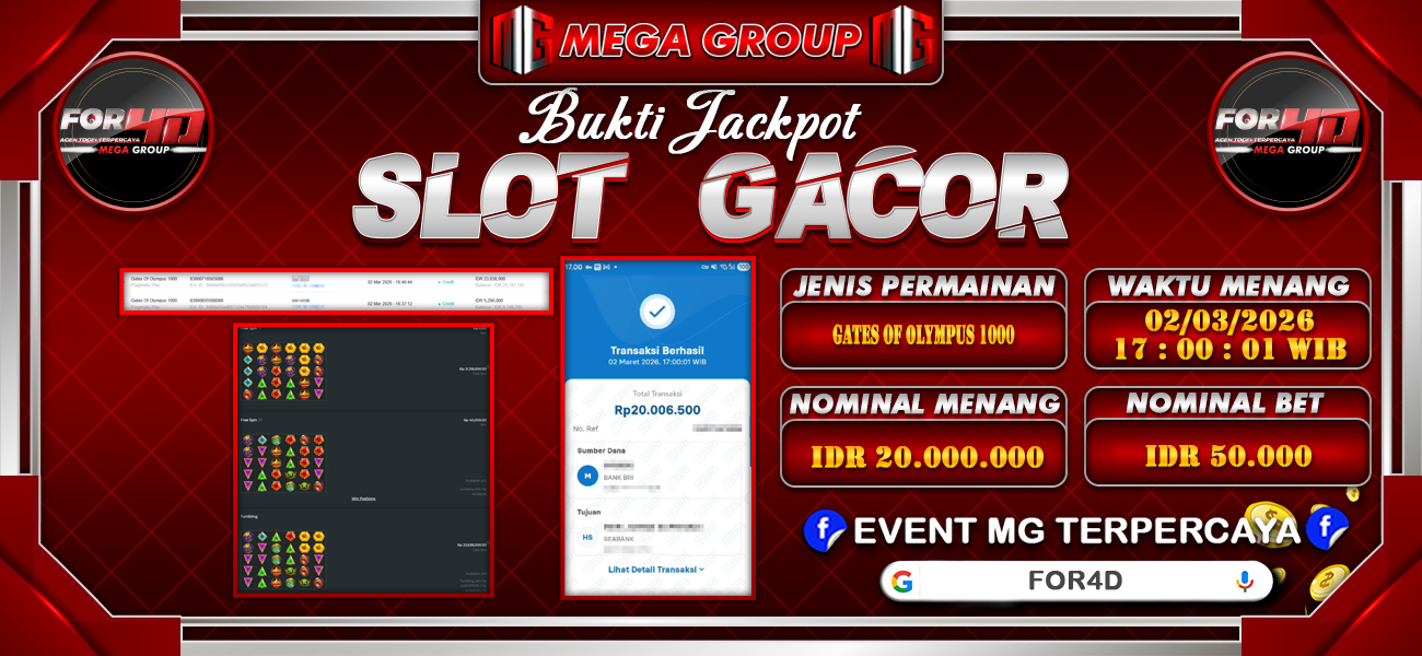 Bukti JP situs For4D hari Senin, 02 Maret 2026