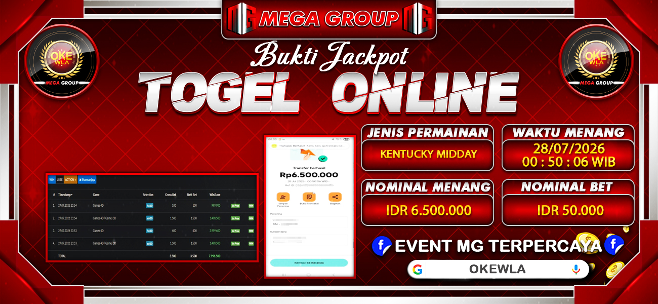 Bukti JP situs Okewla hari Selasa, 28 Juli 2026