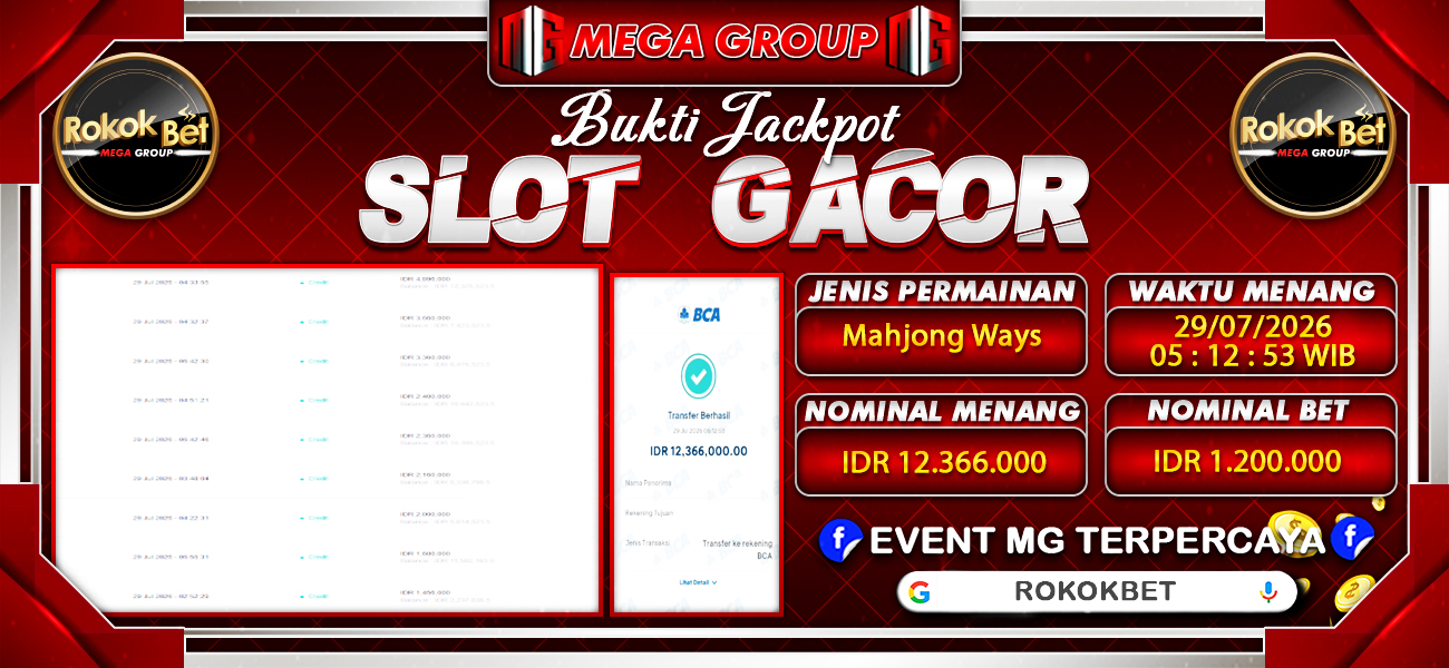 Bukti JP situs Rokokbet hari Rabu, 29 Juli 2026