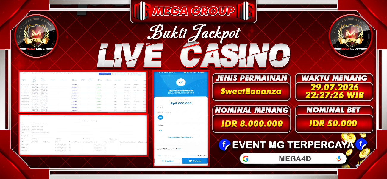 Bukti JP situs Mega4D hari Rabu, 29 Juli 2026