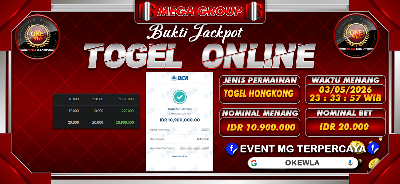 Bukti JP situs Okewla hari Senin, 04 Mei 2026